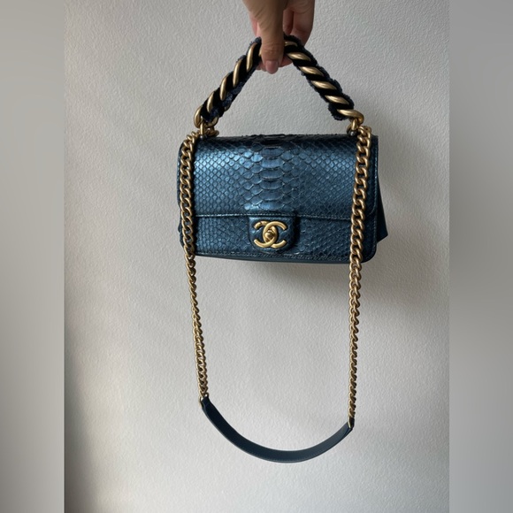SOLD - CHANEL Python Straight-Lined Flap Bag - Picture 5 of 16